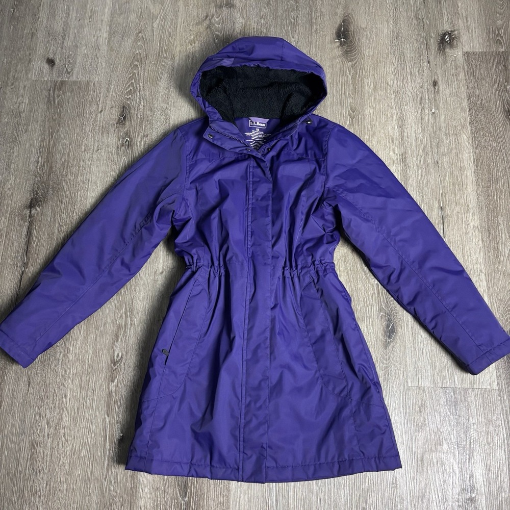 LL BEAN Women's XS  Winter‎ Warmer COAT 271139 Purple Parka Hooded Fleece Lined